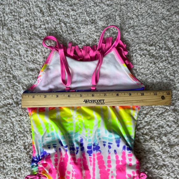 Girls 6x Jantzen Girls Tie-Dye Fringe One piece Swimsuit - Picture 9 of 9